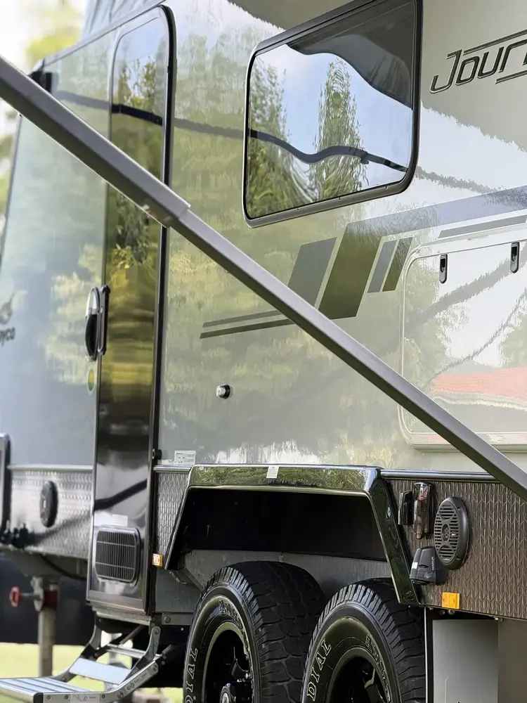 Glossy caravan exterior ready for ceramic coating, Perth